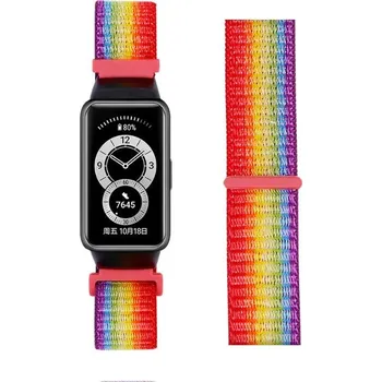 Ostatní příslušenství k chytrým hodinkám eses Nylonový řemínek pro Huawei Band 6, Honor Band 6 a Band 7 - Duhový
