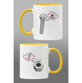 Hrnky pro zamilované Matice a šroub Barva: Žlutá