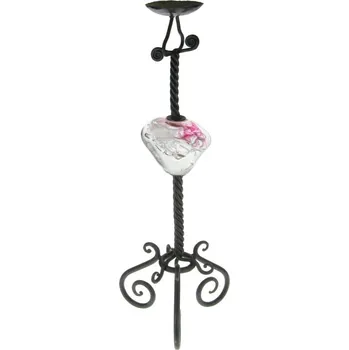 Svícen Ručně kovaný svícen se skleněným kamenem 85 cm (Kovový svícen MAXI)