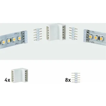 LED páska Paulmann MaxLED rohová spojka Bílá 4ks-Pack vč. 8 přímých spojek 706.15 P 70615