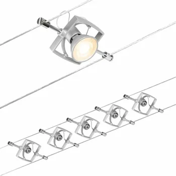 Bodové svítidlo PAULMANN Lankový systém Mac II matný chrom 5 spotů bez zdroje světla max. 5x10W GU5,3 DC 60VA 944.30