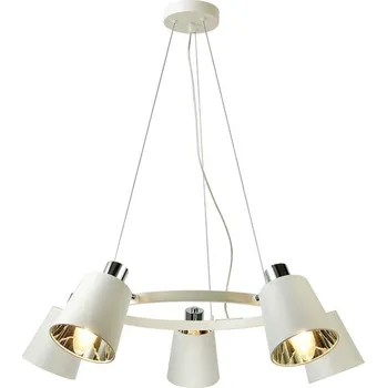 ACA Lighting závěsné svítidlo 5XE14 bílý kov + stínítko D73XH100CM NORMA EG215P73WH