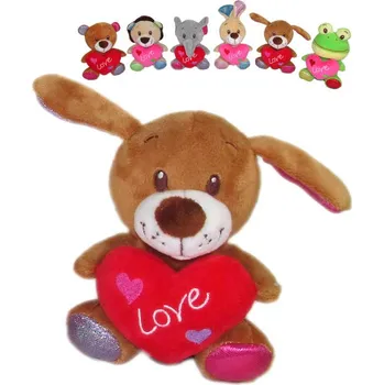 plyšák PLYŠ Zvířátko veselé se srdíčkem Love 14cm 6 druhů *PLYŠOVÉ HRAČKY*