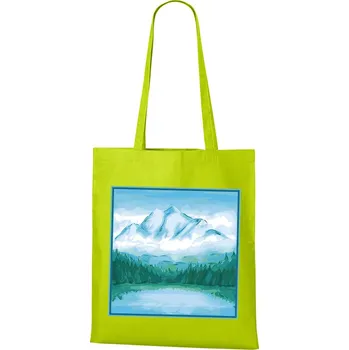 Plátěná tašká Hory, Barva Limetková, Velikost 40×45 cm, Canvas Nákupní taška Bezvatriko.cz 1717