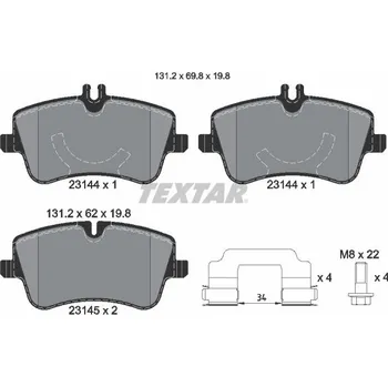 Brzdová destička Sada brzdových destiček, kotoučová brzda TEXTAR 2314402