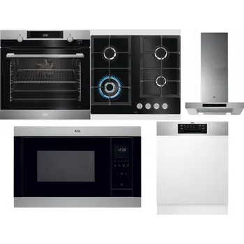 Set domácích spotřebičů AEG Mastery SteamBake BCK455350M + AEG Mastery SpeedBurner HKB64420NB + AEG Mastery DBB5660HM + AEG Mastery MSB2547D-M + AEG FEE72706PM