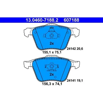 Brzdová destička Sada brzdových destiček, kotoučová brzda ATE 13.0460-7188.2