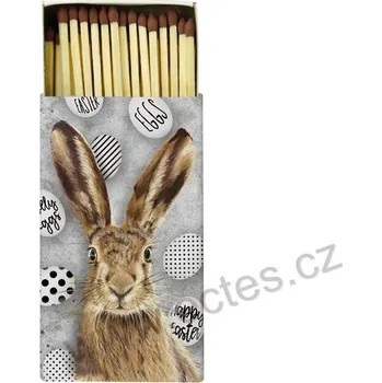 Svíčka IHR OH MY RABBIT dlouhé krbové zápalky hnědý zajíc a vajíčka 45 ks
