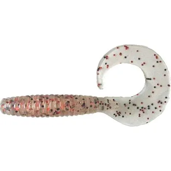 Umělá nástraha Tenki gumová nástraha twister 2,5cm 50kusů Průhledná s červenými flitry