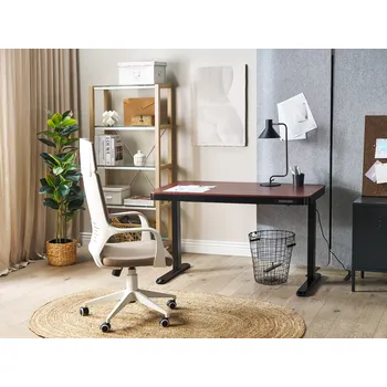 Psací stůl Elektricky nastavitelný stůl Tmavé dřevo Černá Stolní deska Ocelový rám s práškovým nástřikem 120 x 60 cm Moderní design Beliani