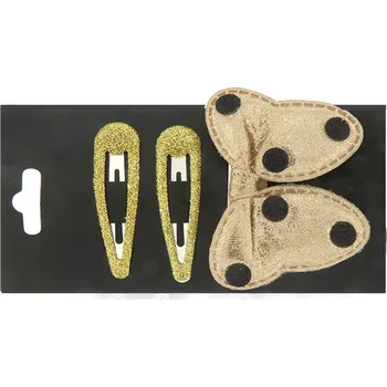 Sponky do vlasů pro děti, třpytivé s mašličkou 3 ks - zlaté 8000803-1