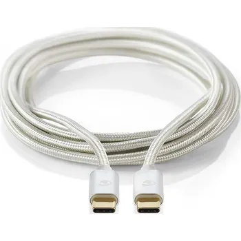 Datový kabel Nedis Fabritallic CCTB64700AL10 propojovací kabel USB 3.1 (Gen1) 5 Gb/s, zástrčka USB C - zástrčka USB C, 1 m, stříbrná