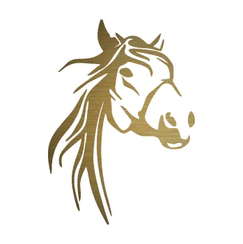 Samolepící dekorace Kůň 096 pravá (64 - škrábaný kov zlatý) SAMOLEPKA NA AUTO, NÁLEPKA, FÓLIE, POLEP, TUNING, VLASTNÍ TEXT, TISK, AUTOSAMOLEPKY.cz, POLEPY, OBRÁZEK, LOGO, 3D STICKERS