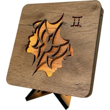 Lampička Li-Go Znamení "Blíženci" lampa 19x19cm provedení povrchu: dub