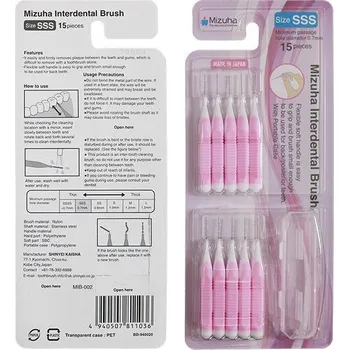 Zubní kartáček MIzuha Japonsko Mizuha SSS 0,7 mm růžové 15ks