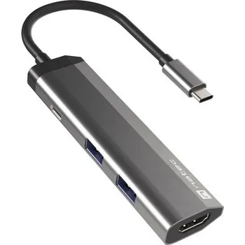 Notebook Natec multiport adaptér FOWLER SLIM HUB 4v1, 2X USB 3.0 HUB, HDMI 4K, USB-C PD