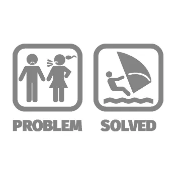 Samolepící dekorace SAMOLEPKA Problem? Solved 009 plachtění (17 - šedá) NA AUTO, NÁLEPKA, FÓLIE, POLEP, TUNING, VLASTNÍ TEXT, TISK, AUTOSAMOLEPKY.cz, POLEPY, OBRÁZEK, LOGO, SAMOLEPKY