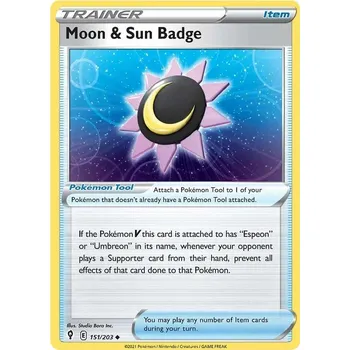 Karetní hra Moon Sun Badge 151/203 - Evolving Skies Typ karty: Reverse Holo