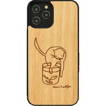 Pouzdro na mobilní telefon Pouzdro MAN&WOOD pro iPhone 12 Pro Max kočka s červenou rybkou