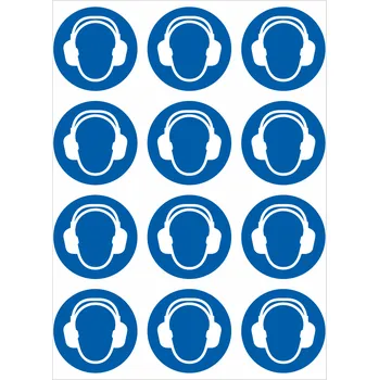 Použij ochranu sluchu ISO 7010 samolepící vinylová fólie 50 mm aršík 12 ks