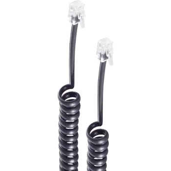 Shiverpeaks telefonní sluchátko kabel [1x RJ11 zástrčka 4p4c - 1x RJ11 zástrčka 4p4c] pozlacené kontakty 7.5 m černá