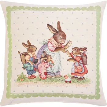 Povlak na polštářek Tegatex Velikonoční gobelínový povlak na polštář - zaječí rodinka 42*42 cm