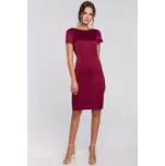 Pouzdrové šaty s výstřihem na zádech MAKEOVER K041 Barva: Vínová, Velikost: M