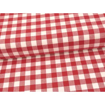 Mirtex Plátno KANAFAS 140/K32 Červená kostka 20mm šíře 150cm Ceník: METRÁŽ: od 1 metrů