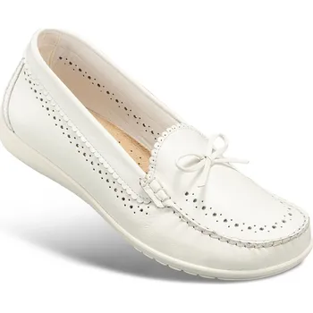 Dámská zdravotní obuv Dámské nazouvací mokasíny, hladká useň, bílá, velikost: 40