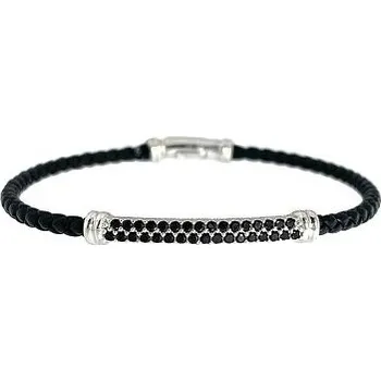 Náramek Kožený náramek s černou zirkonovou ozdobou délka náramku 20cm