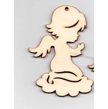 Dřevěné výřezy, andílek na mráčku - holčička, VELKÝ, cca 8,5 x 6,3 cm, 1ks