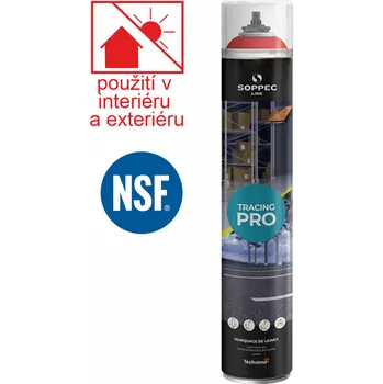 Barva ve spreji BARVA NA ZNAČENÍ PODLAH TRACING PRO SOPPEC ČERVENÁ Tracing Pro 750ml