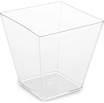 Krabička na výslužku Plastový pohárek na dezerty 230 ml - hranatý - 5 ks