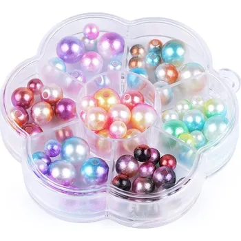 Dětské navlékací korálky Sada plastových korálků v boxu, barva 2 mix kuličky