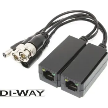 elektrický kabel DI-WAY CCTV Video Balun DI-WAY UTP5SP s přepěťovou ochranou stohovatelný 474459