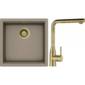 Granitový dřez Set Schock S27-13 (dřez Kiruna N-100 Twilight + baterie Keto White Gold + komponenty White Gold)