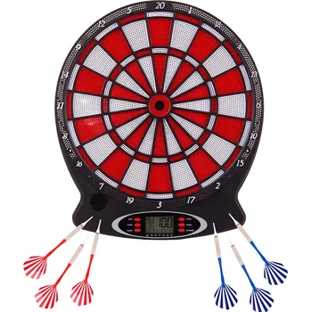 Terč na šipky Elektronický terč na šipky ENERO 43CM + 6 šipek, červeno-bílý