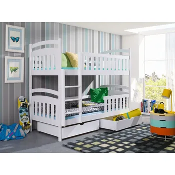 Postel Nabytek-dreveny.cz Patrová postel Tomek masiv Rozměr postele: 80x190cm, Odstín postele: růžová