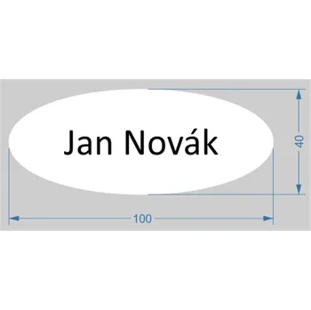 Štítek 100 x 40 ovál bílý / černý text
