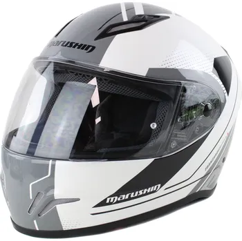 Helma na motorku Motocyklová integrální přilba Marushin RS3 Techno TECHNO černo-bílá Velikost: M
