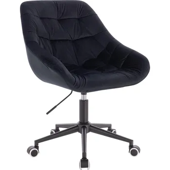 Otočné křeslo Oslo velur na černé podstavě s kolečky - černé