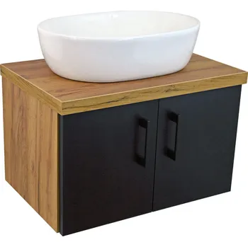 Koupelnový nábytek BPS-koupelny Koupelnová skříňka pod deskové umyvadlo Agria II GOB 60-HD - zlatý dub/černá