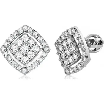 Náušnice Couple, Třpytivé peckové náušnice Kostka, bílé zlato se zirkony, 585-66-3-0350.1B00.0.00.001.05