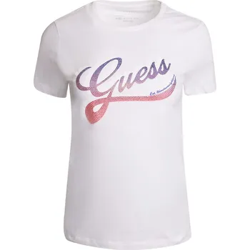 Dámské tričko GUESS DÁMSKÉ TRIČKO T-SHIRT SS CN SHADED LOGO TEE WHITE W3GI34I3Z14 G011 Velikost: XS