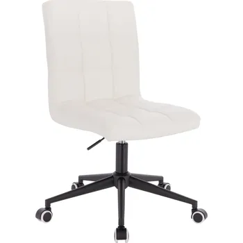 Kosmetické křeslo ekokůže Vestland na černé podstavě s kolečky - bílé