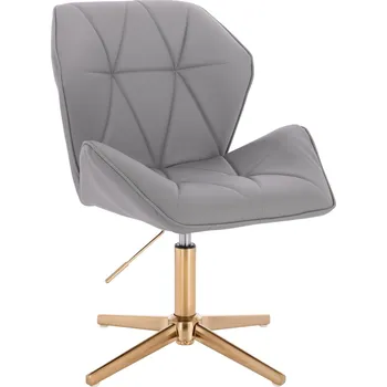 Otočné křeslo ekokůže Horten XL na zlatém kříži - šedé