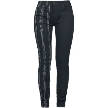 Dámské džíny Džíny Rock z Rock Rebel by EMP - Strečové denimové kalhoty s pruhy - Ženy - černá