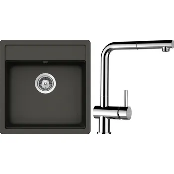 Granitový dřez Set Schock S20-11 (dřez Nemo N-100S Asphalt + baterie Epos.120 Chrom)