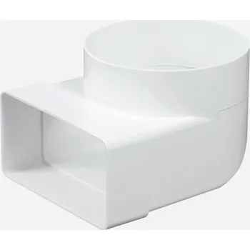 Ventilační potrubí Den Braven Článek přechodový – koleno 90°, plastový Barva: Bílá, Varianta: Článek přechodový – koleno 90°, průměr 100 mm, 55 mm x 110 mm, plastový, materiál: plast