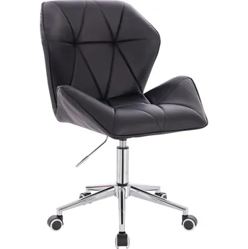 Křeslo Kadeřnické křeslo ekokůže Horten XL na stříbrné podstavě s kolečky - černé